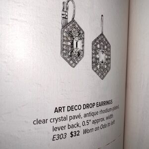 Art Deco Drop Earrings with Clear Crystals